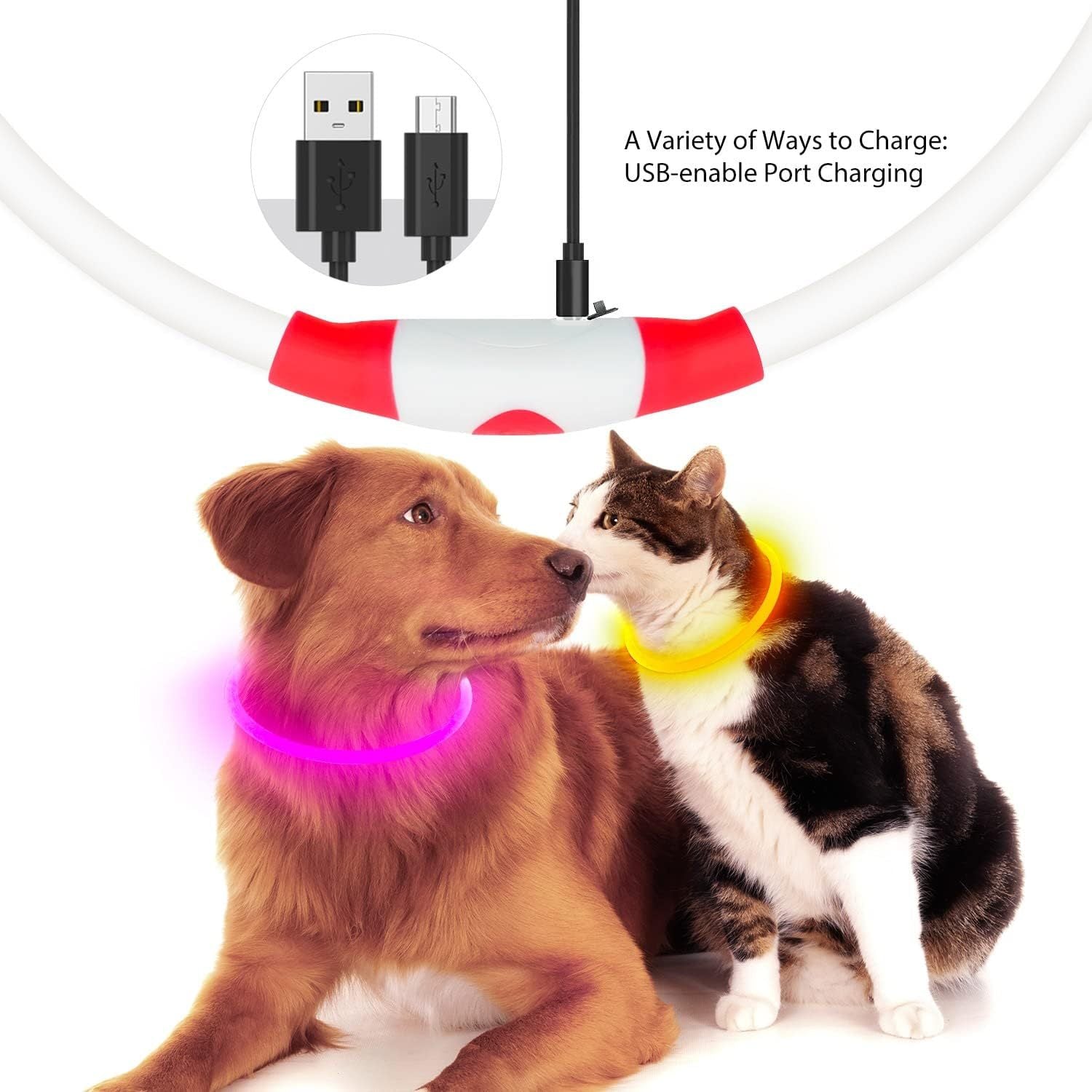 LED Dog/Cat Collar USB Rechargeable